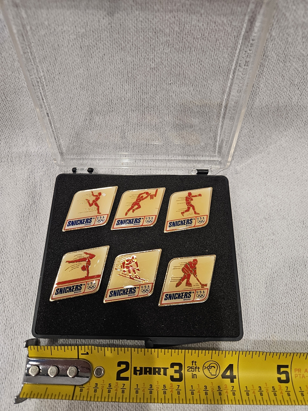 90's Snickers Team USA Olympic Sponsor Pin Medal Set w/ Original Case Vintage - Picture 3 of 3